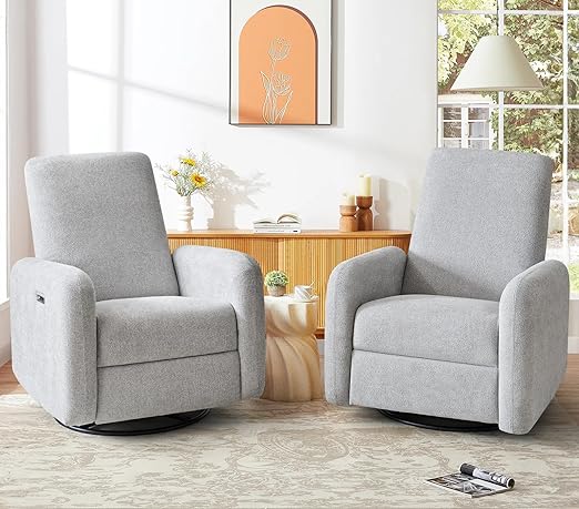 VivaRest Swivel Rocker Recliner with USB-C & Wing Back Support