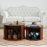 Coffee Table, Modern Round Coffee Table Set of 2 with Storage Compartment