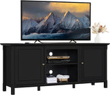 Black TV Stand for TVs up to 65 in, Modern Entertainment Center with Storage Space