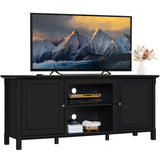 Black TV Stand for TVs up to 65 in, Modern Entertainment Center with Storage Space