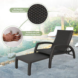 Iwicker Patio Convertible Handwoven Rattan Chaise Lounge Chairs Outdoor Steel Frame Wicker Adjustable Recliners with Quick Dry Foam Filling, Set of 2