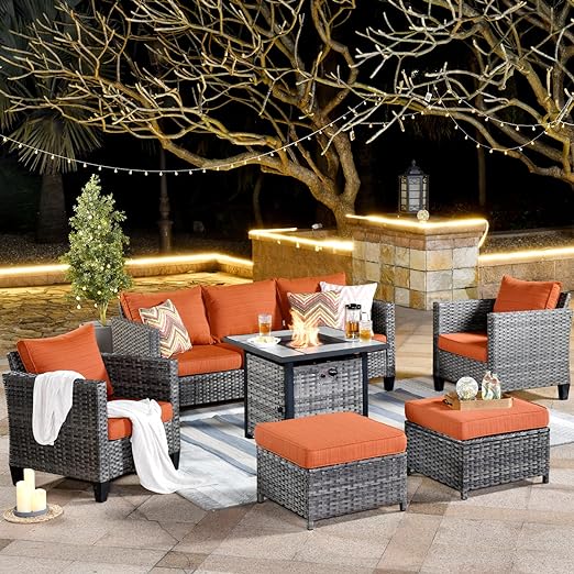 Back Outdoor Wicker Rattan Patio Sofa Sectional Set