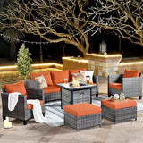 Back Outdoor Wicker Rattan Patio Sofa Sectional Set