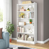 78-inch Tall Bookcase, Modern 7-Tier White Library Bookshelf with Storage Shelves