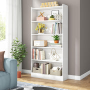 72-inch Tall Bookcase, Modern 6-Tier White Library Bookshelf with Storage Shelves, Large Open Bookcases Wood Display Shelving Unit for Bedroom Living Room Office