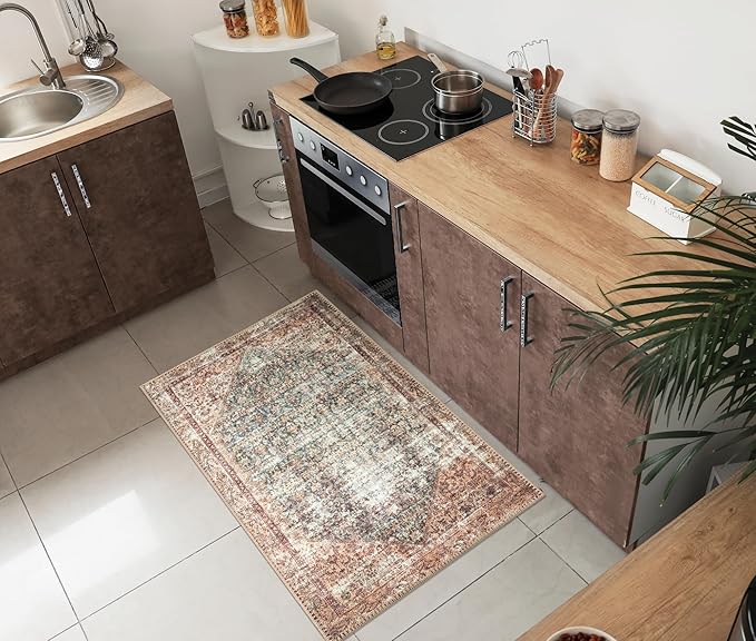 Machine Washable Area Rugs with Non-Slip Backing, Ideal for Hallway, Living Room