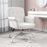 Upholstered Fuzzy Office Chair with Wheels and Arms - White