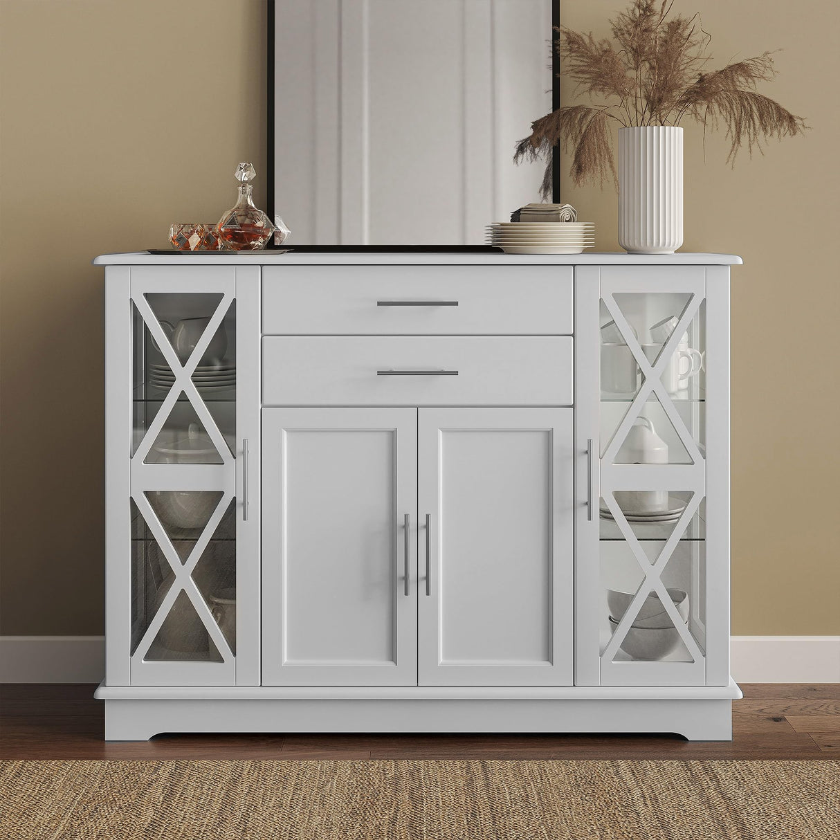 Sideboard Buffet, 47 Inch Storage Console Table Coffee Bar Kitchen Cupboard Pantry