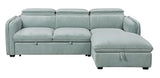 Zavala Chenille Adjustable Headrest Sectional Sofa in Light Green