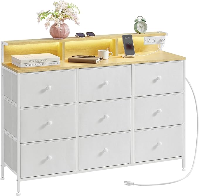 Dresser for Bedroom, Storage Organizer with 9 Fabric Drawers
