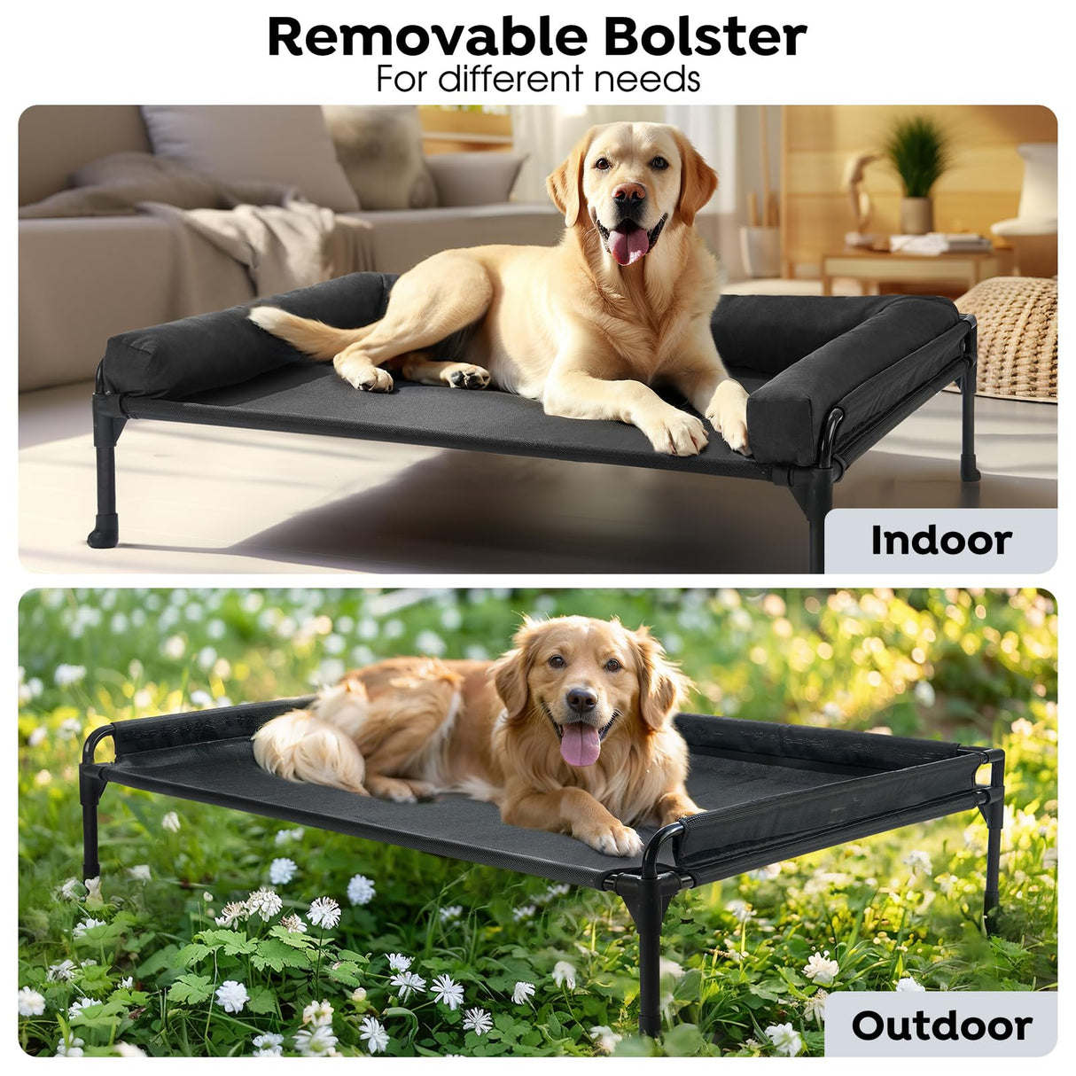 Elevated Raised Dog Bed-Cooling Outdoor Dog Cot Bed for Large Sized Dogs