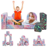 kids Play Couch, Kids Couch for Playroom Bedroom, Kids Couch Glow in The Dark, 5 Seconds Instant Expansion, Glowing Unicorns, Rainbow