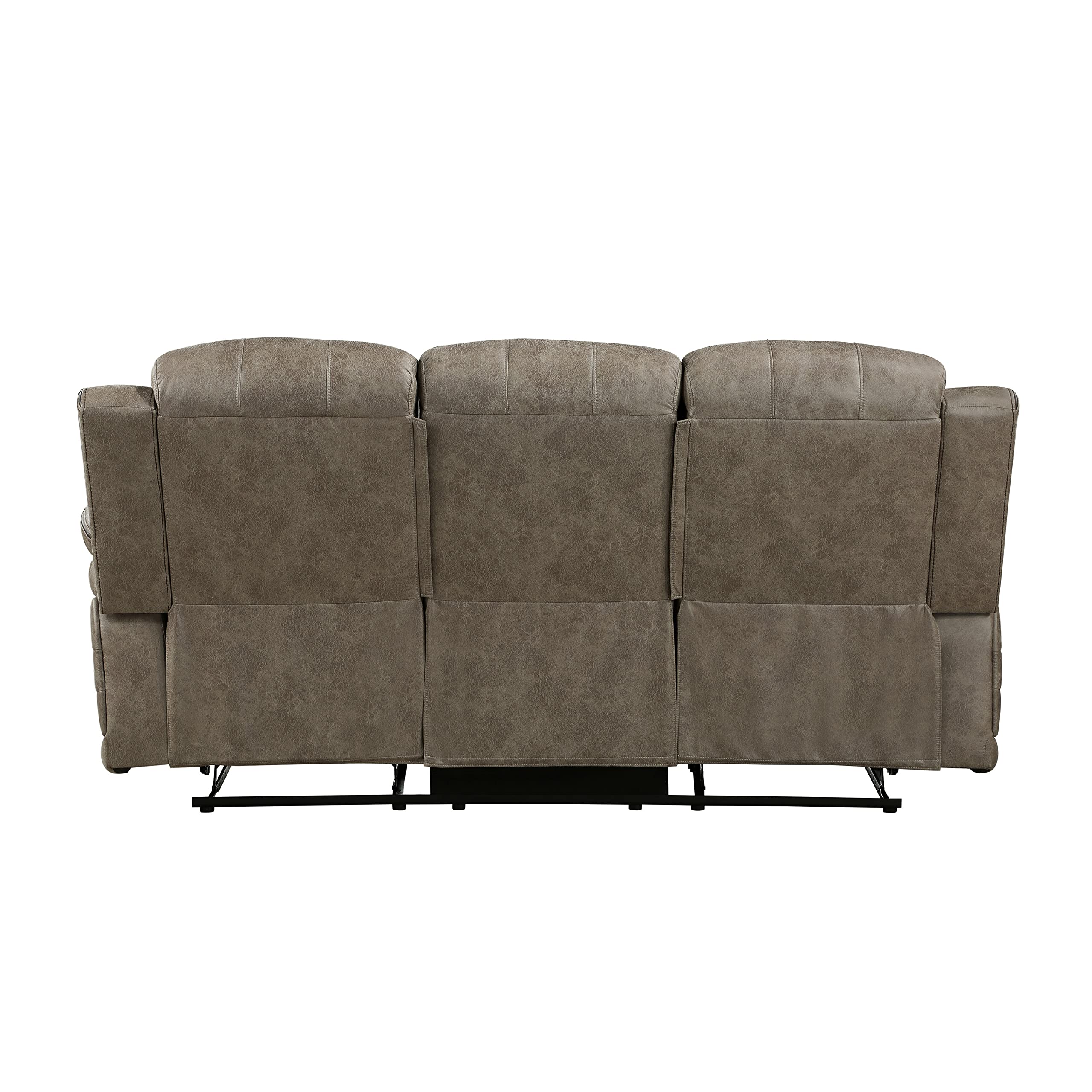 RelaxHaven Sandy Brown Manual Reclining Sofa – Microfiber, Pull-Tab Control
