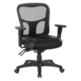 Breathable High Back Manager's Chair with Leather and Mesh Seat, Adjustable Height