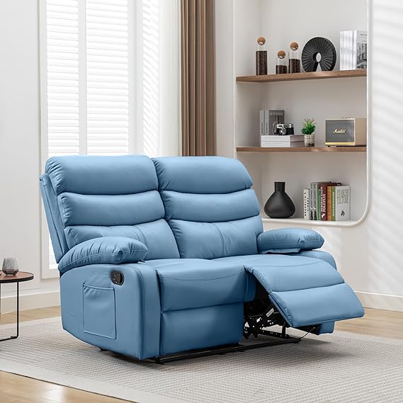 Loveseat Recliner Sofa, Small Sofa Couch, PU Leather Reclining Sofa 2-Seater