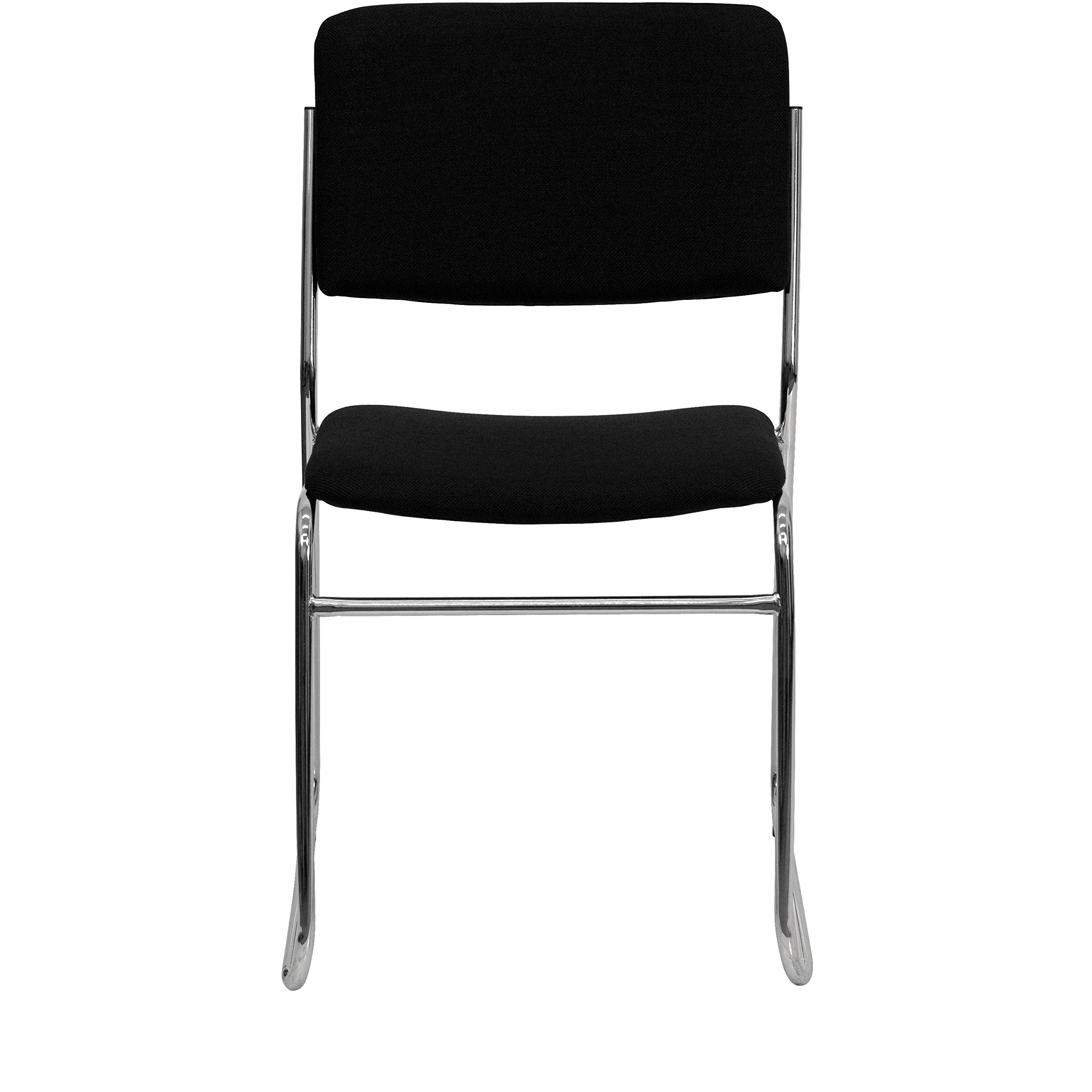 500 lb. Capacity Black Fabric High Density Chrome Stacking Chair