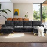 110" Large U-Shape Sectional Sofa Couch with 51" D Double Chaise for Living Room