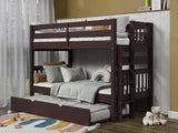 Twin over Twin Mission Style with End Ladder and a Twin Trundle, White