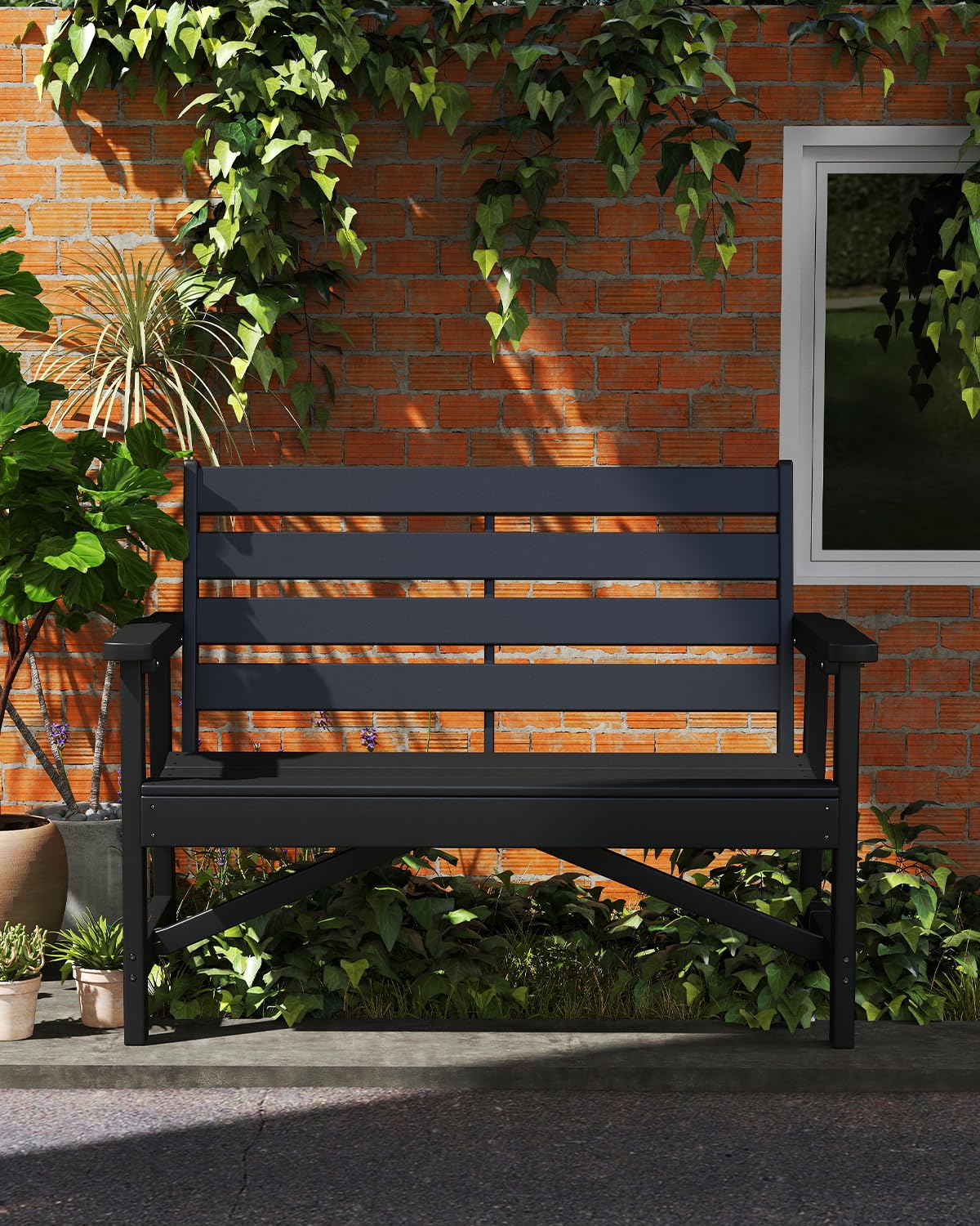 Outdoor Bench | HDPE Plastic | Garden Benches | All Weather | for Outdoors Patio