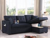 81.5" Sectional Sleeper Sofa Bed with Storage Chaise，L-Shape Oversized Sectional