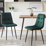 5-Piece Dining Table Set, 47 in Modern Irregular Rectangle Kitchen Table & 4 Forest Green