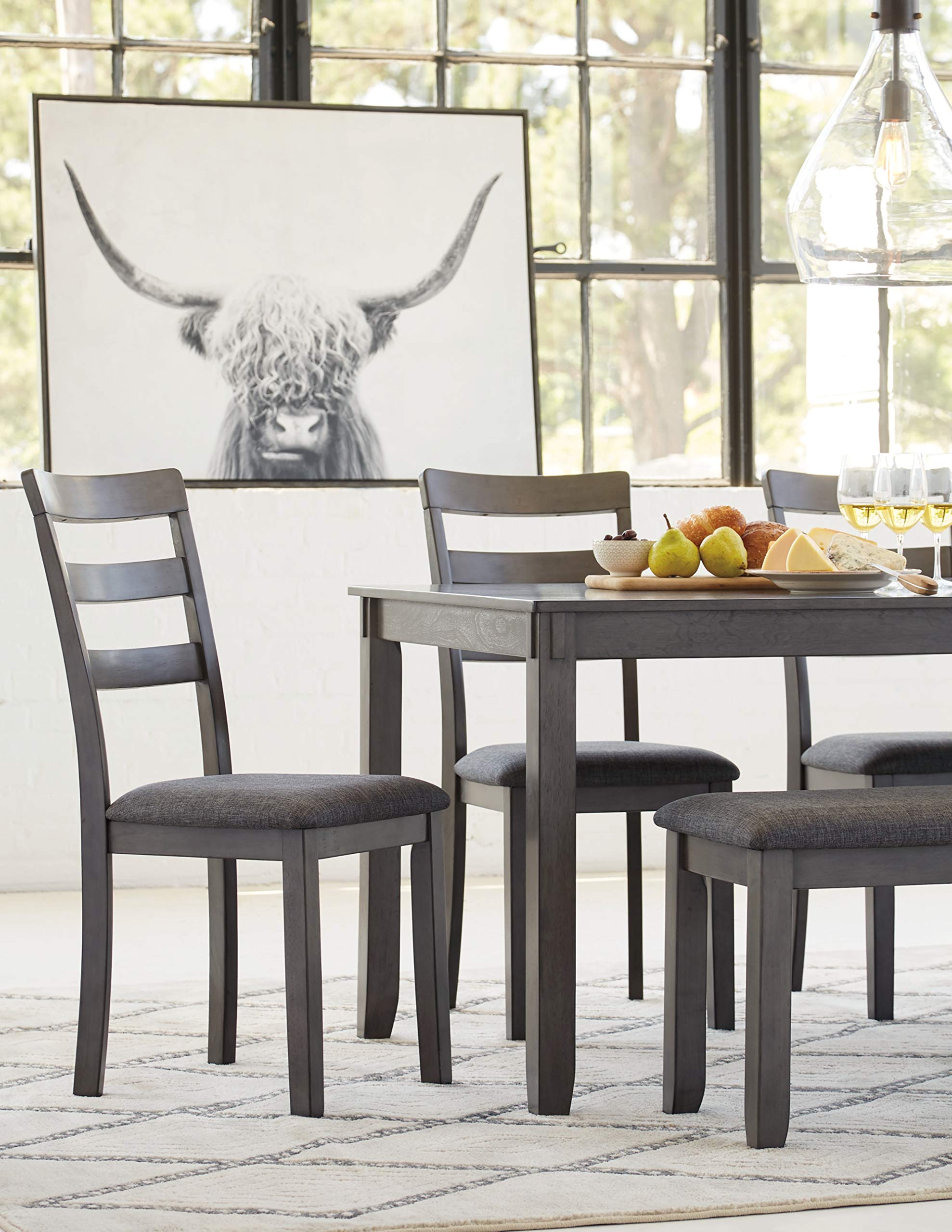 Bridson 6-Piece Dining Set with Bench - Gray