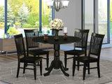 DLWE5-BLK-W 5 Piece Dinette Set for 4 Includes a Round Dining Table with Dropleaf and 4