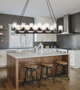 JYL7555A Athos 45.5" 12-Light Iron Rustic Farmhouse Linear LED Chandelier Pendant Bohemian Cottage