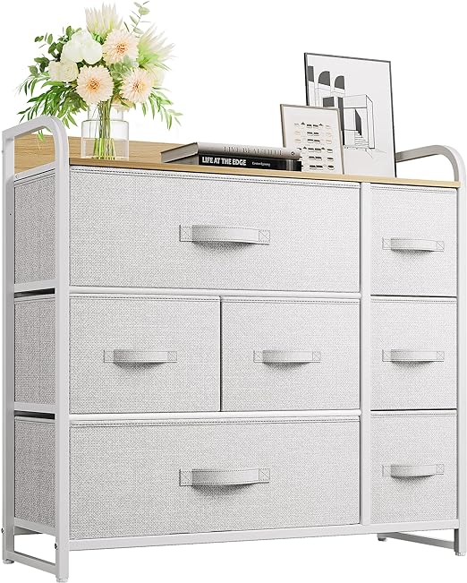 Fabric Dresser with 7 Drawers- Furniture Storage Tower, Chest of Drawer