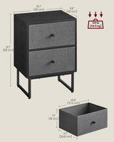 Nightstand, Bedside Table Small Dresser with Removable Fabric Drawers