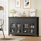 Black Buffet Cabinet with Storage, 55.1" Large Kitchen Cabinet Sideboard Cabinet