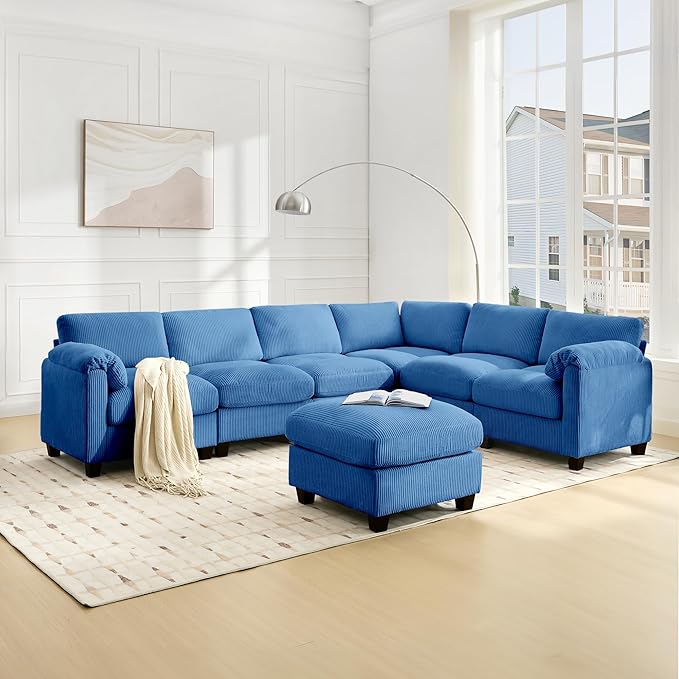 Oversized Corduroy Sectional Couches for Living Room