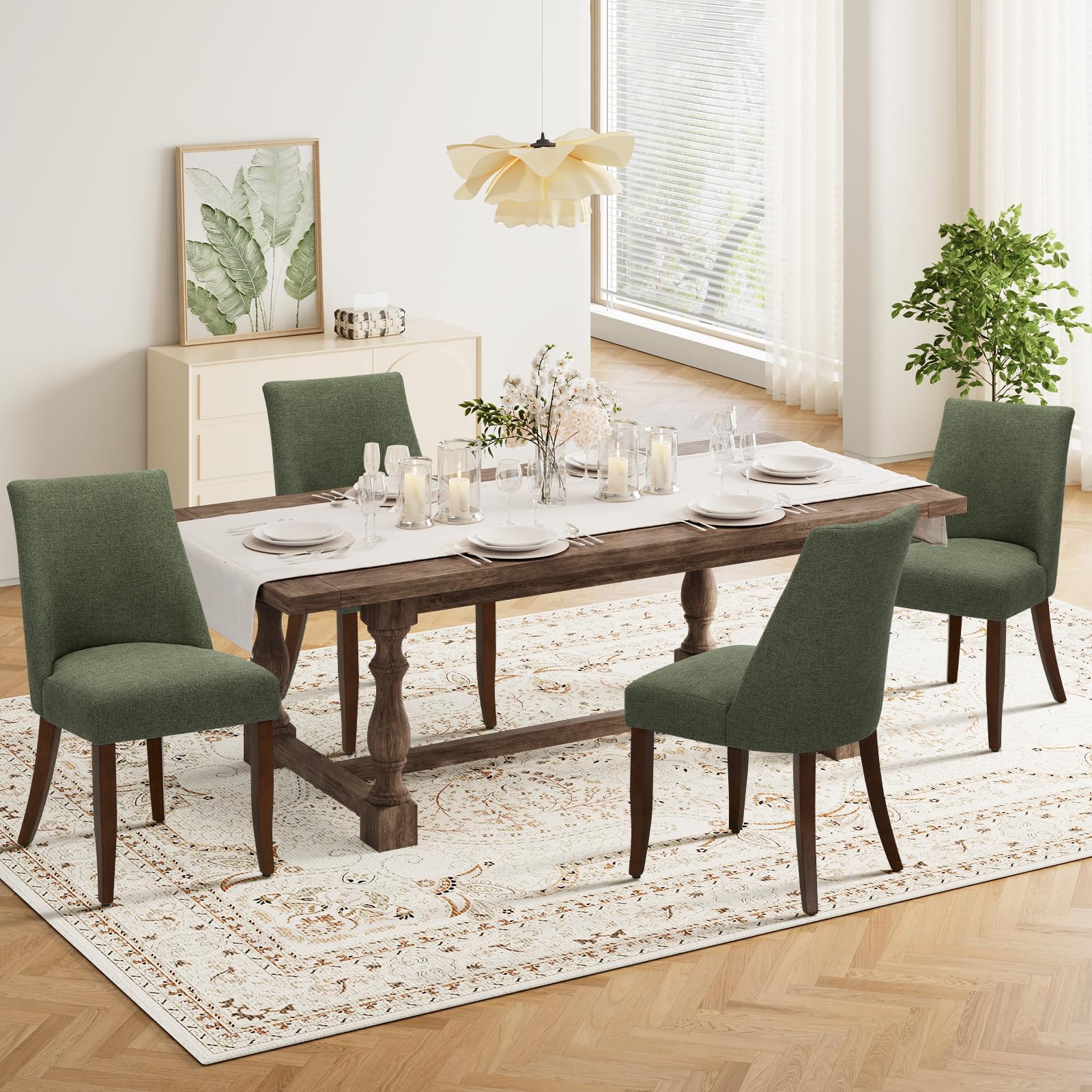 Mid-Century Modern Upholstered Dining Chairs - Set of 4