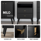 Milo Mid-Century Modern 4-drawer Chest with Door, Black