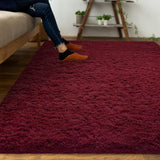 Super Soft Shaggy Rugs Fluffy Carpets, 6x9 ft, Burgundy Red Area Rug