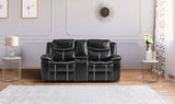 Manual Double Glider Reclining Loveseat, Black