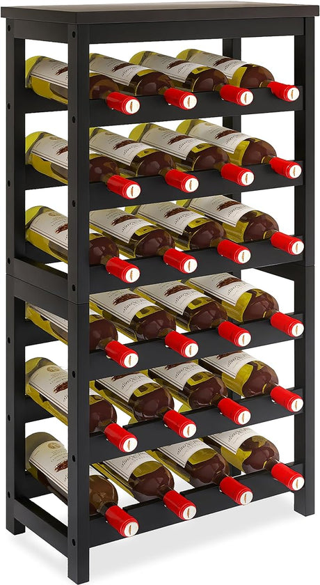 24-Bottle Wine Rack, 6 Tier Bamboo Wine Display Storage Shelves