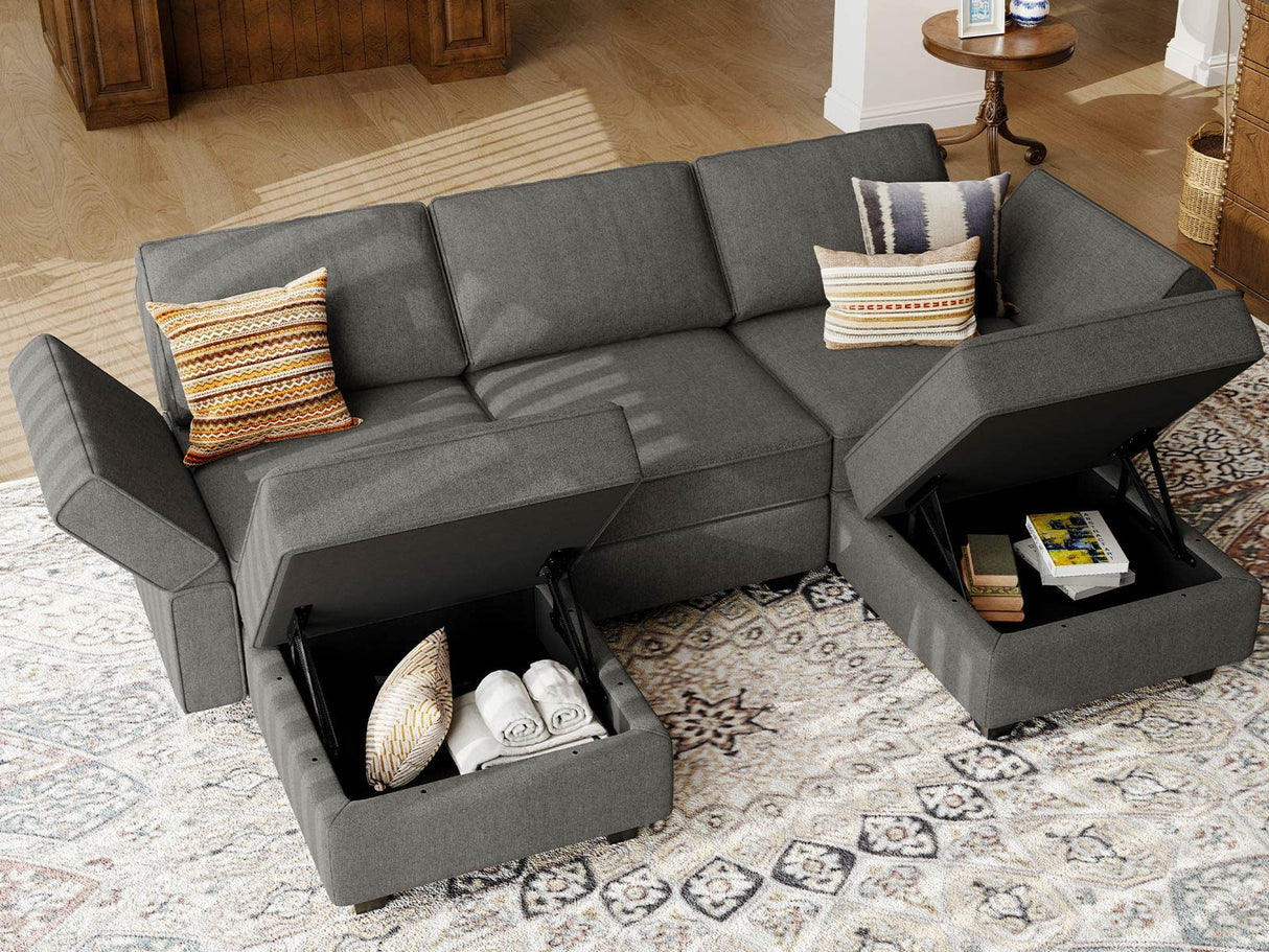 Modular Sectional Sofa Fabric U Shaped Couch Double Chaise Sectional Couch