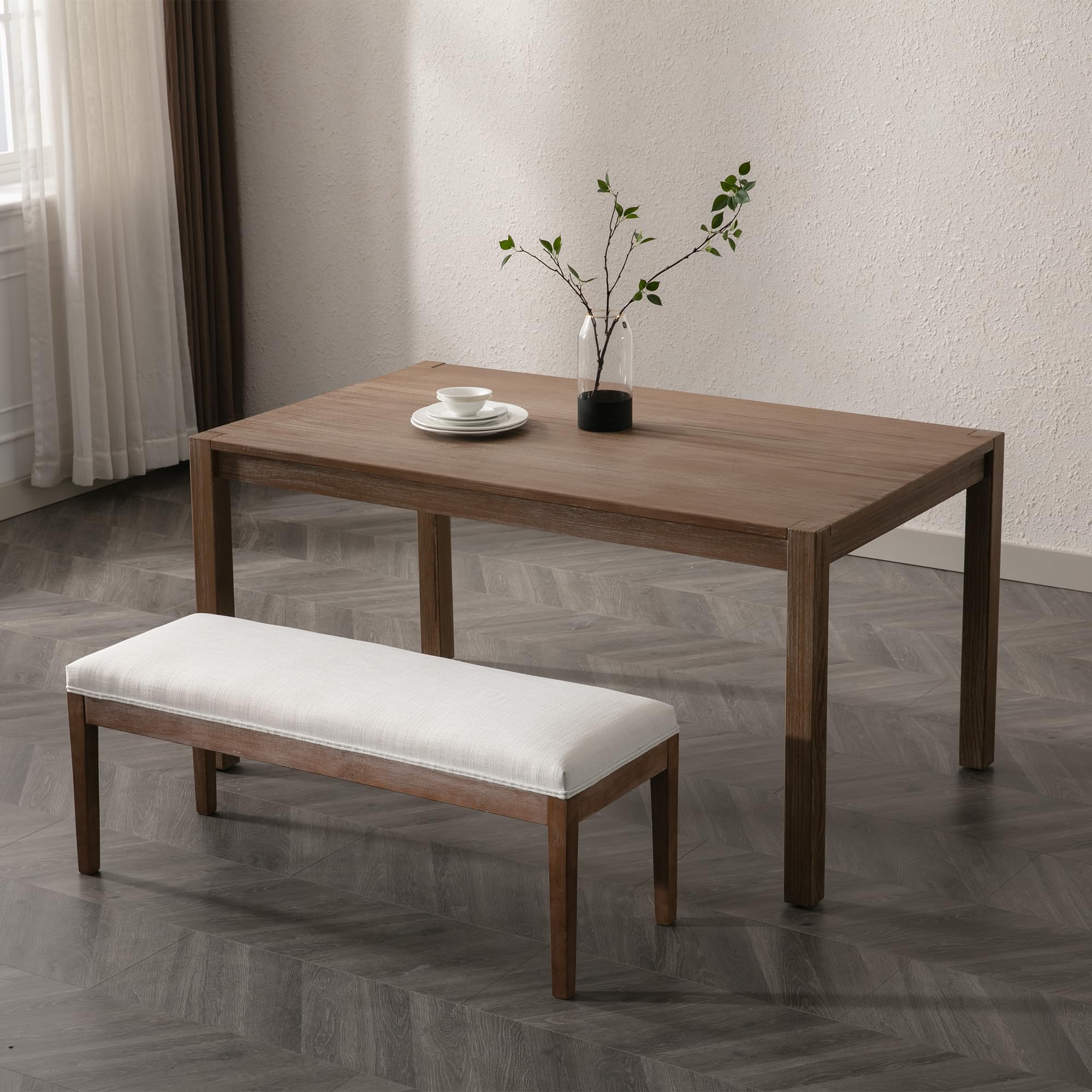 Padded Entryway Bench Linen Upholstered Dining Table Benches Farmhouse