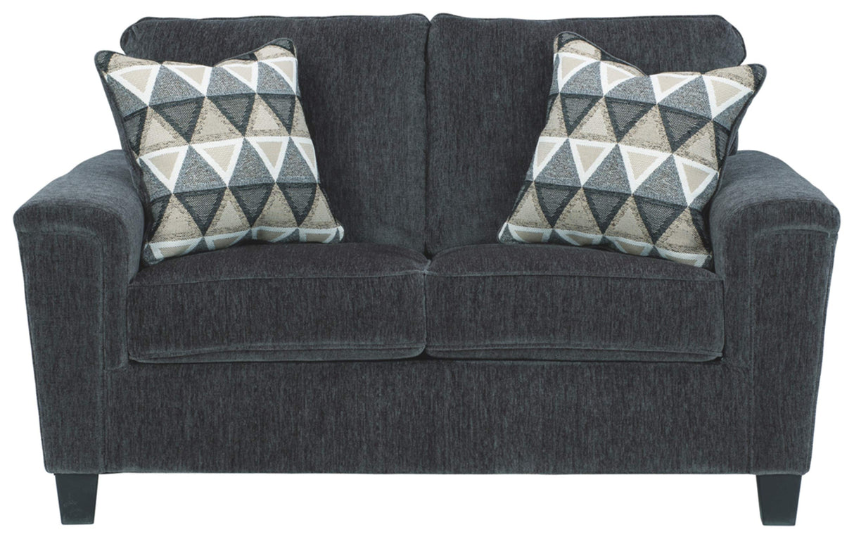 Abinger Chenille Contemporary Loveseat with 2 Accent Pillows, Dark Gray