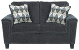 Abinger Chenille Contemporary Loveseat with 2 Accent Pillows, Dark Gray