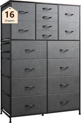 Tall Dresser for Bedroom, Fabric Dresser Storage Tower with 16 Drawers, Chest of Drawers Organizer Unit