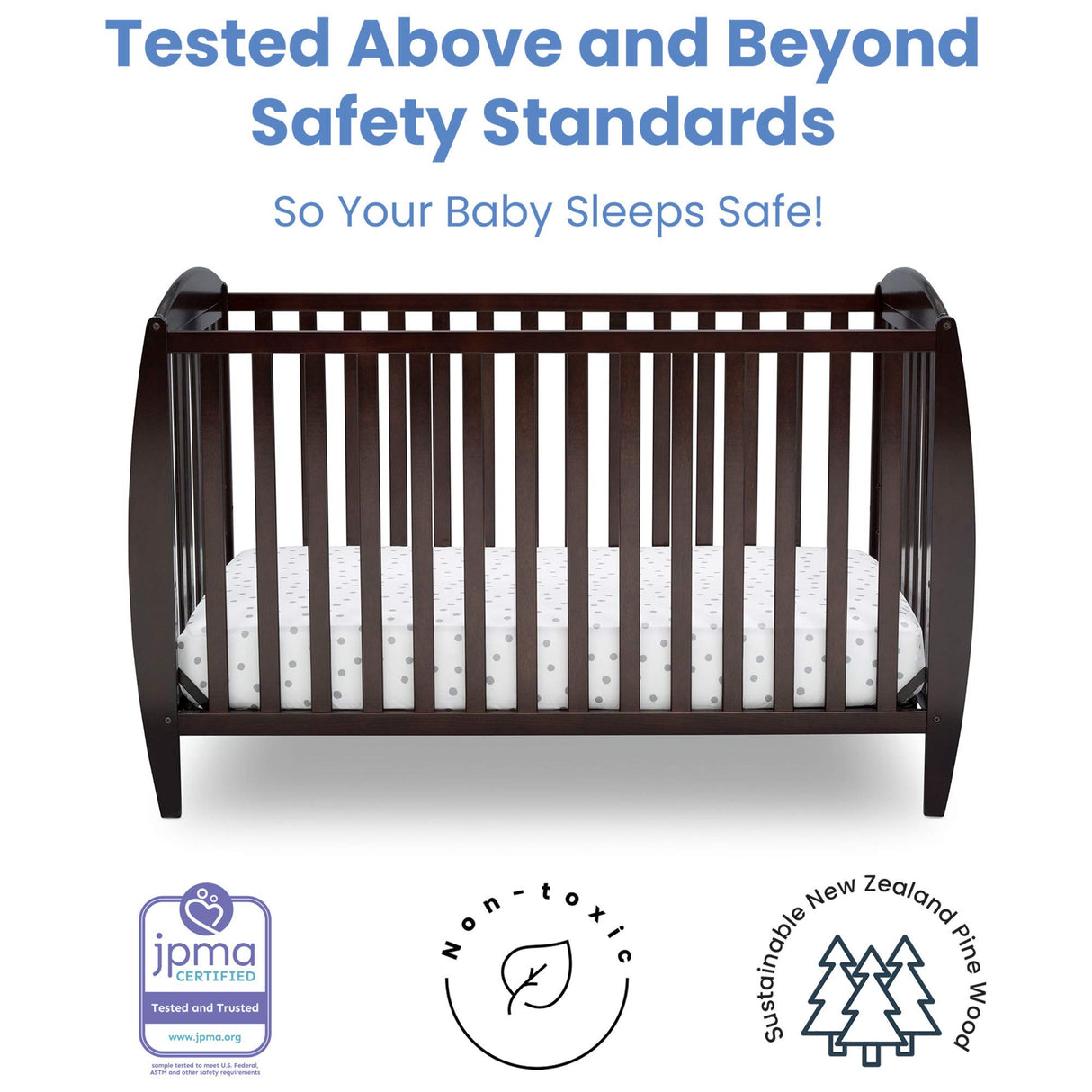 Taylor 4-in-1 Convertible Baby Crib, Easy to Assemble, Sustainable New Zealand Wood,