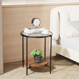 Side Table,Round End Table with 2 Shelves,17" D×20" H Living Room Table