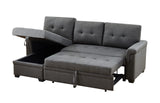 Lucca 84" W Dark Gray Linen Reversible Sleeper Sectional Sofa with Storage Chaise