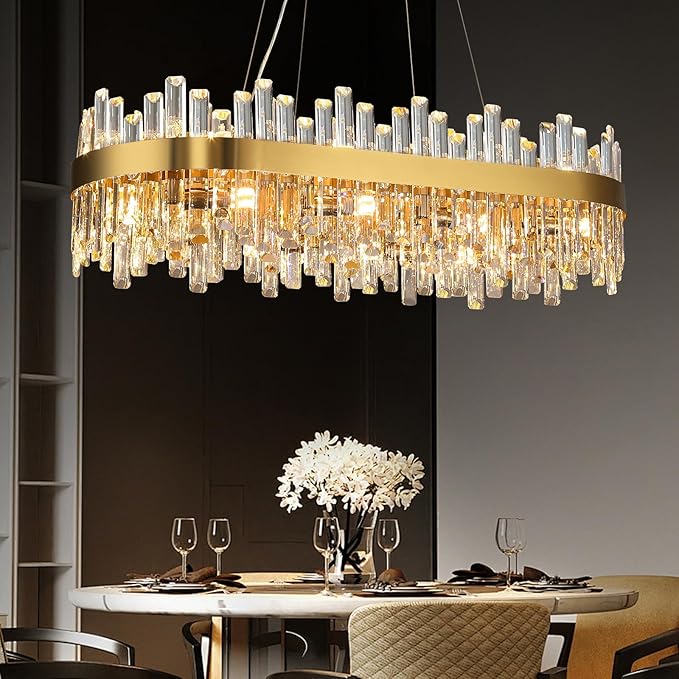 Luxury Modern Crystal Chandelier, L40'' Dining Room Chandelier Over Table