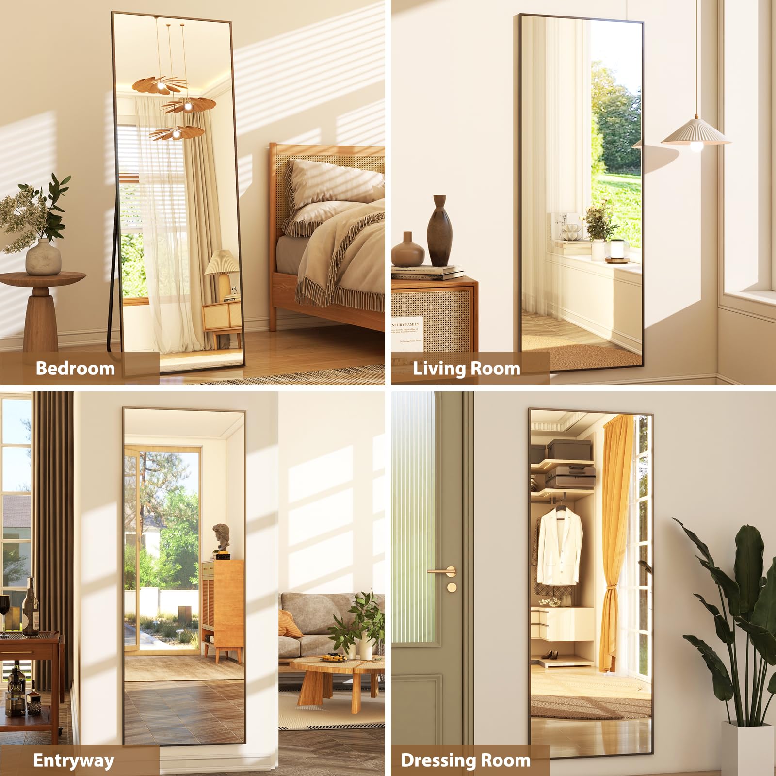 59x16 Full Length Floor Mirror - Freestanding or Wall Mount