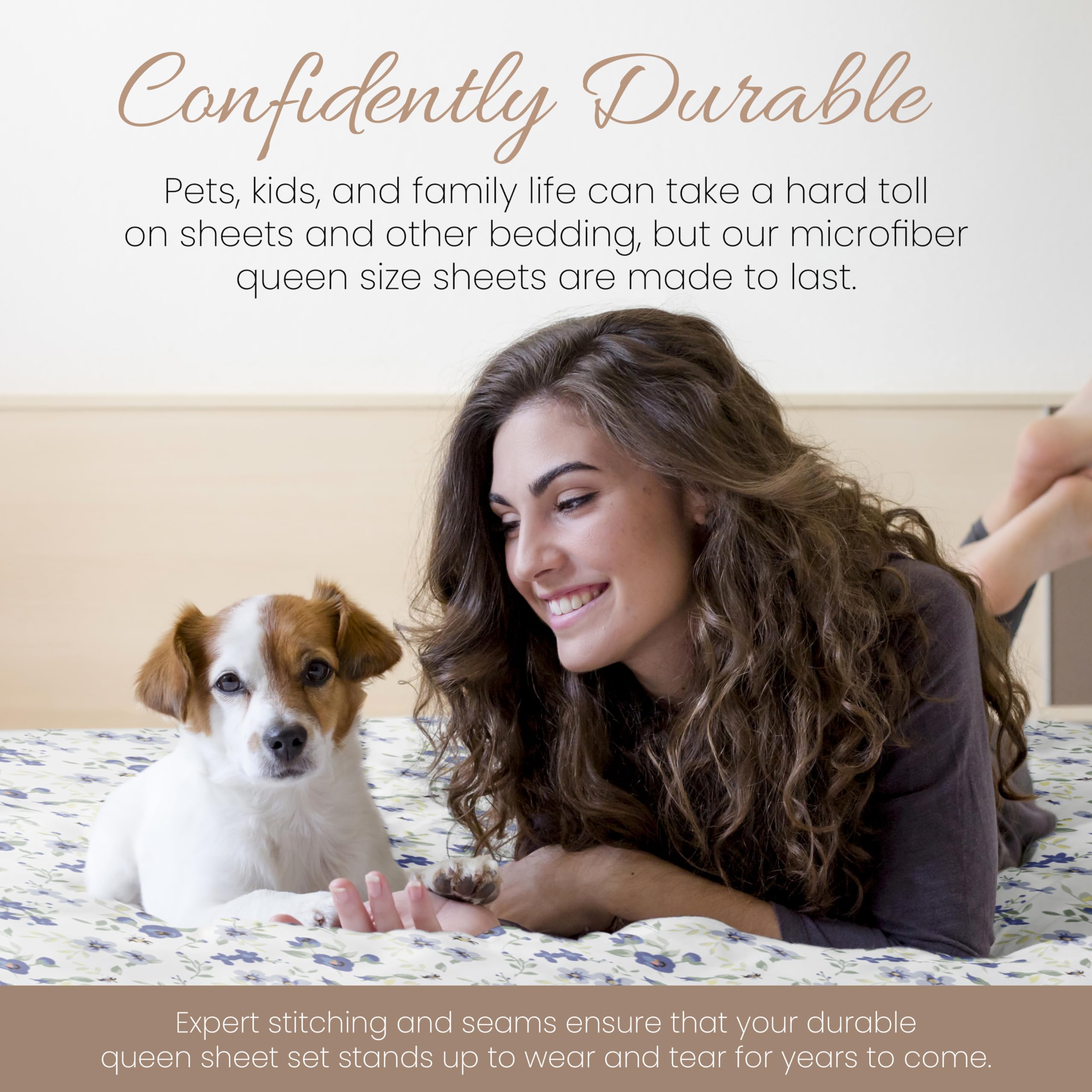 4 Piece Queen Sheet Set (Light Blue Floral) - Sleep Better Than Ever