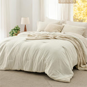 Queen Size Comforter Set - Ivory Soft Prewashed 3-Piece Bedding