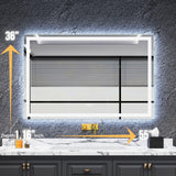 LED Bathroom Mirror 55"x 36",Front Lit and Backlit Bathroom Mirror with Lights,